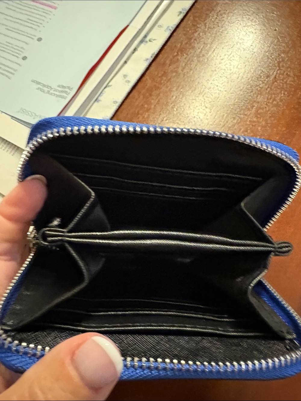 Blue Patterned Wallet with Keychain - Picture 4 of 5
